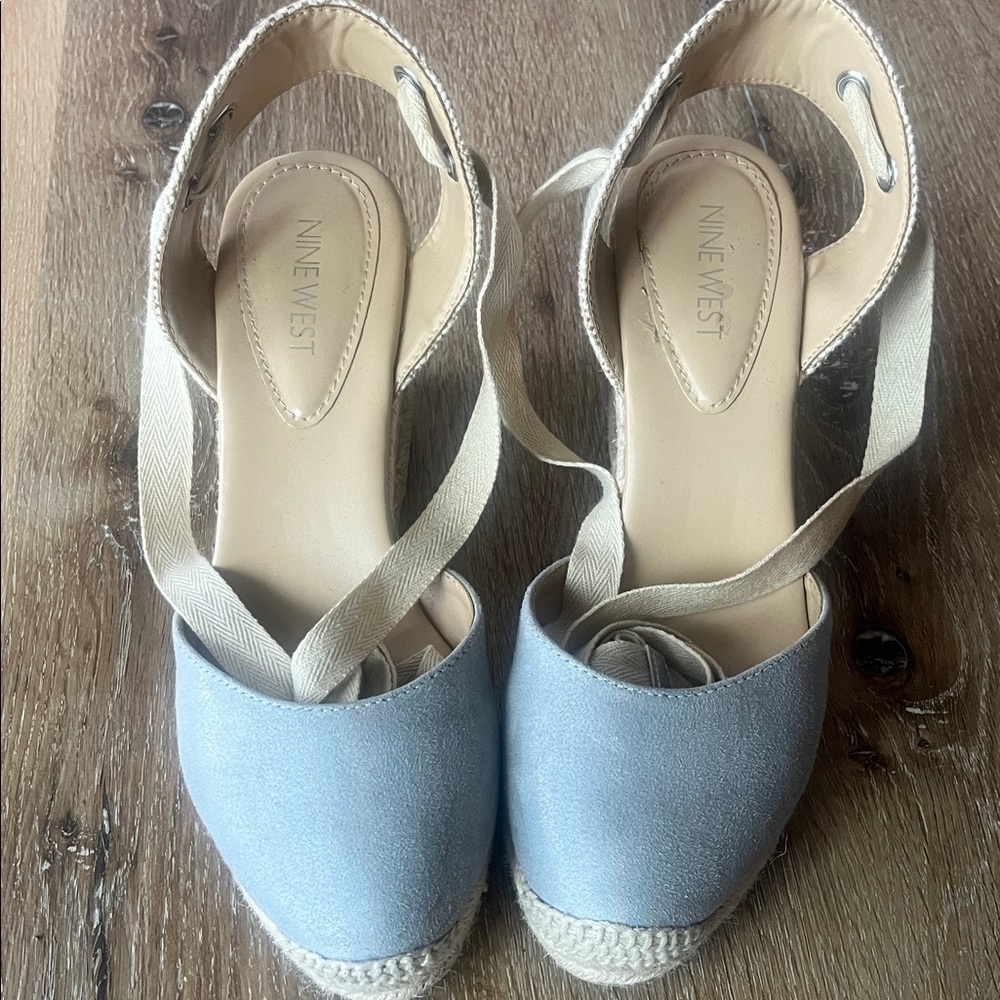Nine West Light Blue Espadrille Wedges